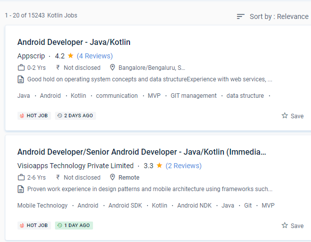 Android internship jobs in Koniz