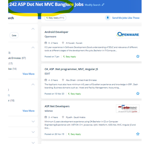 ASP.NET MVC internship jobs in Baden