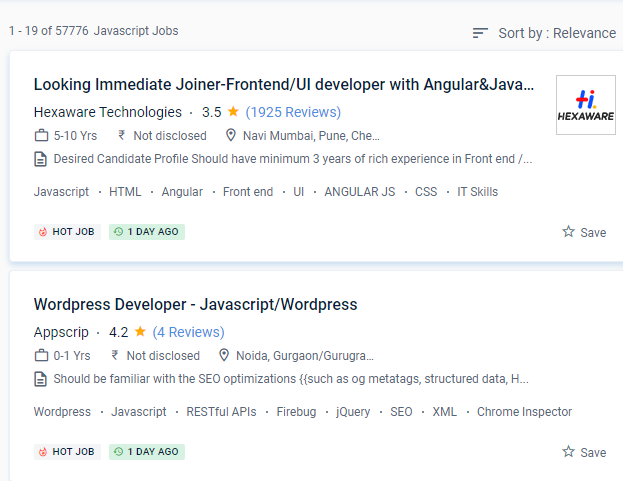 JavaScript internship jobs in Baden