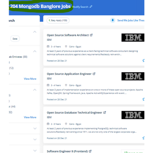 MongoDB internship jobs in Lucerne