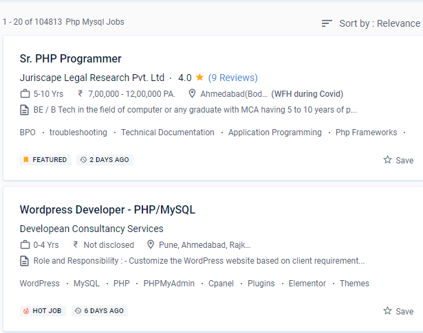Php/MySQL internship jobs in Baden
