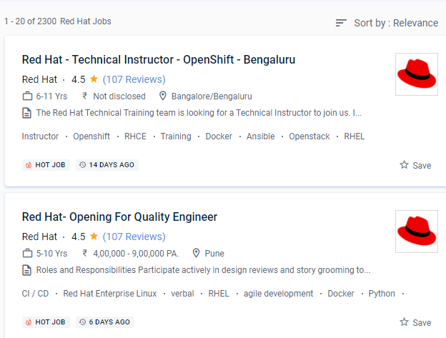 Red Hat internship jobs in Biel