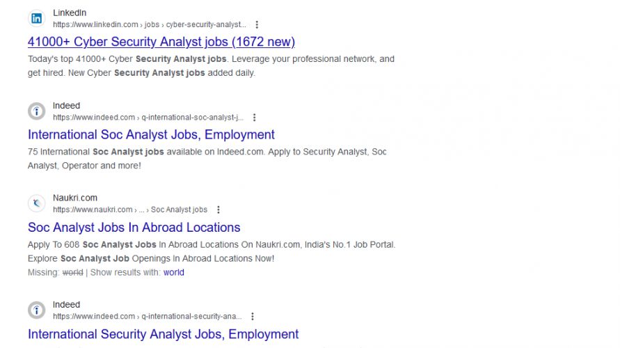SOC Analyst internship jobs in Biel