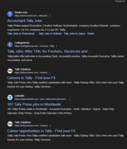 Tally Prime internship jobs in Bern